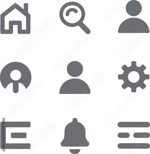 Icons showing common web functions like home and settings provide a clear visual language for software developers.