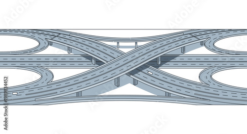 Wallpaper Mural Complex multi-level highway interchange with crisscrossing roads and overpasses, viewed from above on a white background. Torontodigital.ca