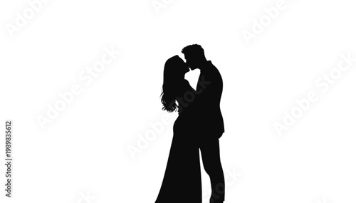 Couple silhouette kissing represents a romantic moment of affection and intimacy between two partners celebrating their love and connection in a timeless and elegant artistic style.