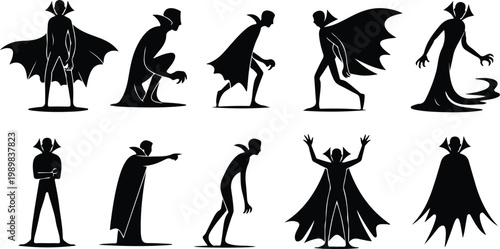 Vampire Silhouette Icon Collection Set