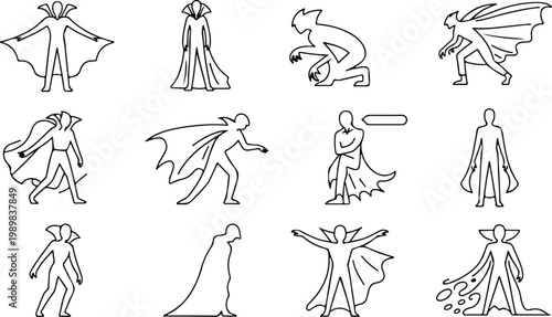 Vampire Silhouette Icon Collection Set