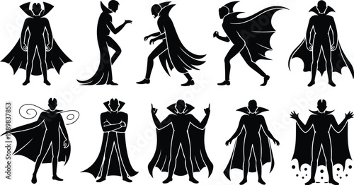 Vampire Silhouette Icon Collection Set