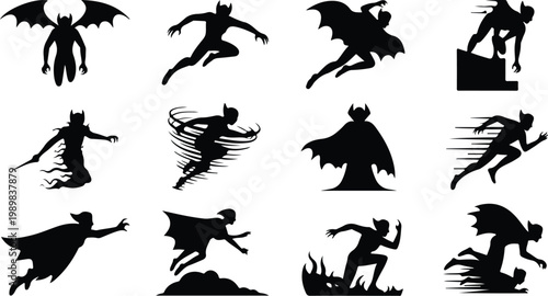 Vampire Silhouette Icon Collection Set