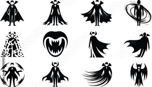 Vampire Silhouette Icon Collection Set