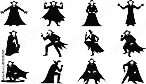 Vampire Silhouette Icon Collection Set