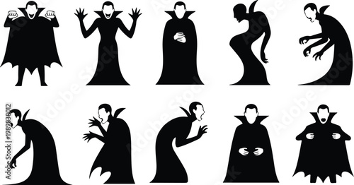Vampire Silhouette Icon Collection Set