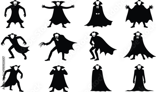 Vampire Silhouette Icon Collection Set