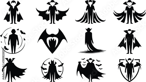 Vampire Silhouette Icon Collection Set
