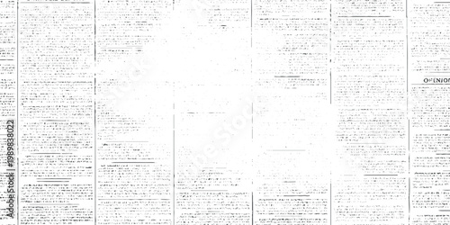 Vintage editorial background featuring highly overexposed newspaper columns with illegible distressed typography and subtle grunge textures.