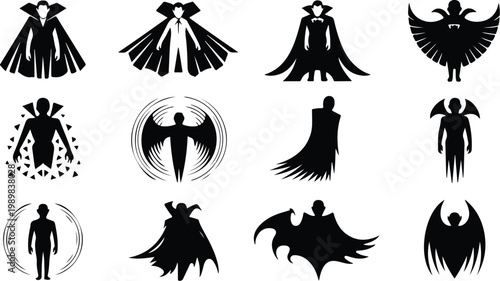 Vampire Silhouette Icon Collection Set