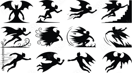 Vampire Silhouette Icon Collection Set