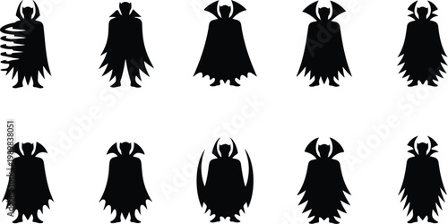 Vampire Silhouette Icon Collection Set