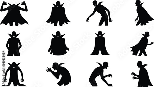 Vampire Silhouette Icon Collection Set