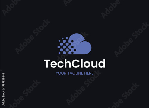 Technology Cloud Logo, Cloud Logo, Tech Logo, Cloud Computing, Digital Cloud, Data Storage, Cloud Network, Server Technology, SaaS, PaaS, IaaS, Web Hosting, Data Center, Cyber Security, IT