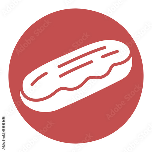 Classic French Eclair Pastry Glyph Icon