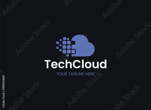 Technology Cloud Logo, Cloud Logo, Tech Logo, Cloud Computing, Digital Cloud, Data Storage, Cloud Network, Server Technology, SaaS, PaaS, IaaS, Web Hosting, Data Center, Cyber Security, IT