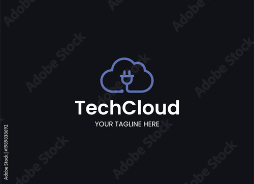 Technology Cloud Logo, Cloud Logo, Tech Logo, Cloud Computing, Digital Cloud, Data Storage, Cloud Network, Server Technology, SaaS, PaaS, IaaS, Web Hosting, Data Center, Cyber Security, IT
