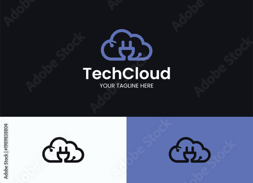 Technology Cloud Logo, Cloud Logo, Tech Logo, Cloud Computing, Digital Cloud, Data Storage, Cloud Network, Server Technology, SaaS, PaaS, IaaS, Web Hosting, Data Center, Cyber Security, IT