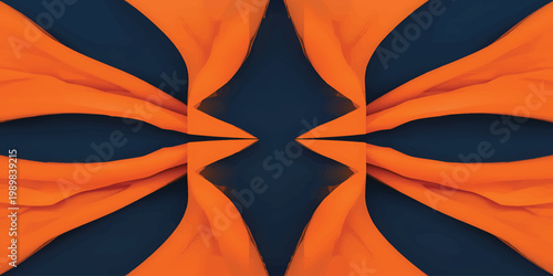 Abstract Geometric Forms: A visually striking abstract composition, where vibrant orange shapes interlace with a deep blue background to create a dynamic and harmonious pattern.