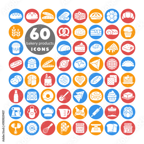 Bakery and Pastry Products Vector Glyph Icon Set