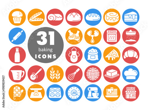 Bakery and Baking Tools Glyph Icon Set