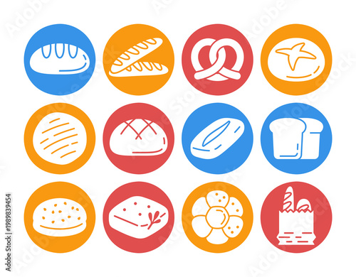Bakery Bread Types Glyph Icon Set