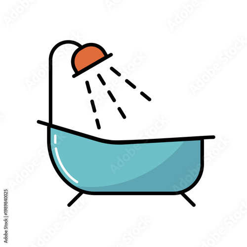 Bathroom vector icon. Bath with shower sign