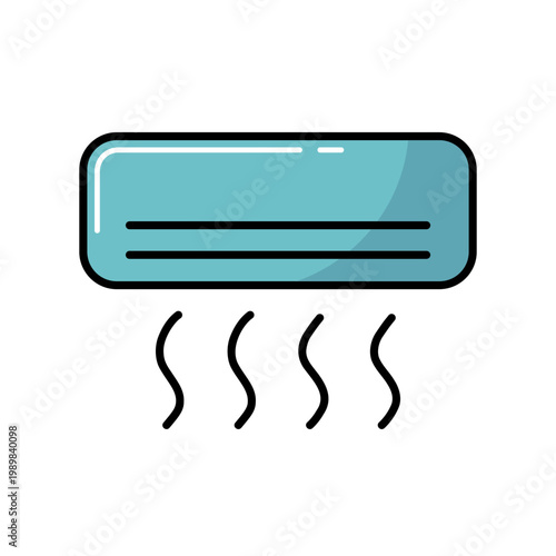 Split-system air conditioner flat vector icon