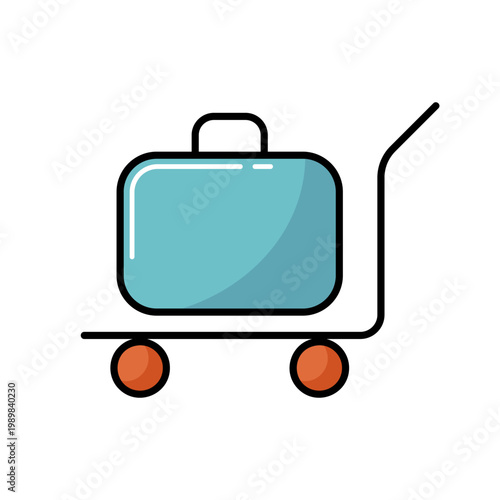 Baggage, luggage, suitcases on trolley vector icon