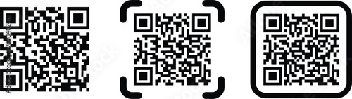 Four qr code variations square rounded phone scan and smartwatch display