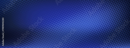 Abstract Blue Gradient Wide Background with Dynamic Halftone Dot Pattern Waves - Modern Vector Corporate Design Template
