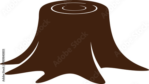 Brown Tree Stump Isolated on White Background
