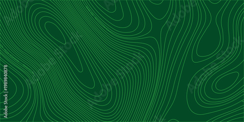 Green abstract topographic vector illustration with wavy lines and contours for backgrounds and textures