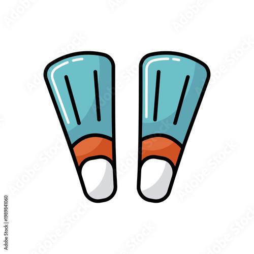 Diving flippers flat vector icon. Summer sign