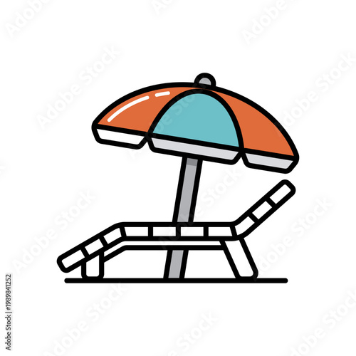 Lounger Beach Sunbed Chair vector icon