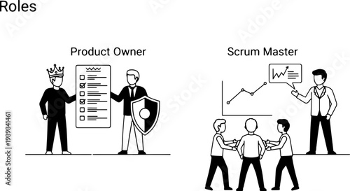 Business roles and responsibilities illustration.