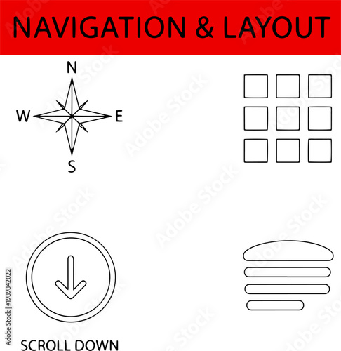 Navigation icons and symbols design.