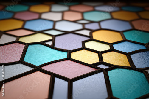 Geometric Stained Glass Hexagon Panel Decor