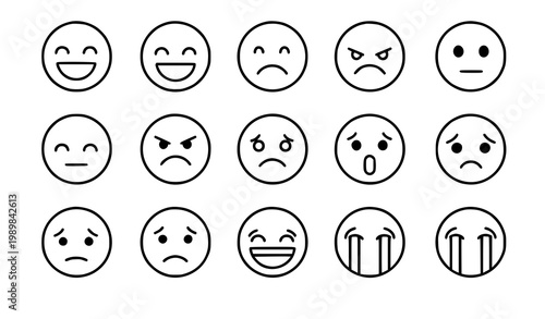 Emoticons line icon set emoji face vector collection