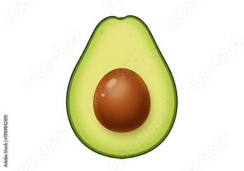 Single whole ripe avocado cutout isolated on transparent background