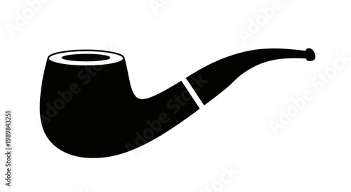 A classic smoking pipe depicted in a stark black silhouette