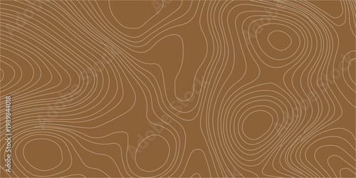Brown abstract topographic vector illustration with wavy lines and contours for background texture