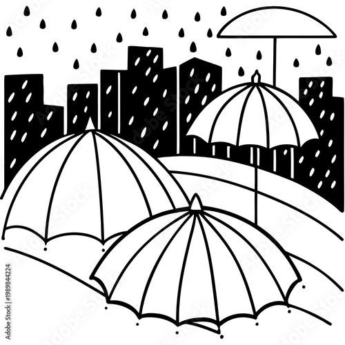 umbrella and rain drops