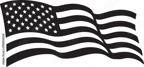 American Flag Waving Isolated on White Background