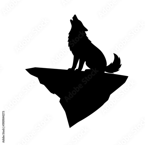 Wolf Silhouette Howling at Night