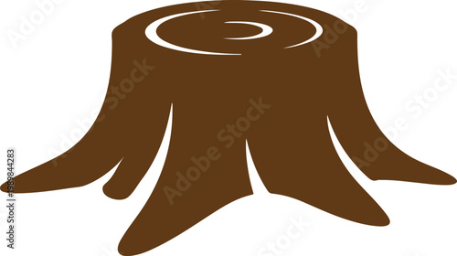 Brown Tree Stump Isolated on White Background
