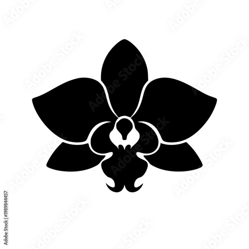 Simple Black Orchid Flower Icon