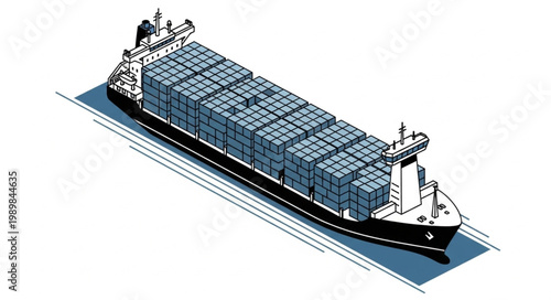 Large cargo ship carrying many containers on the water.