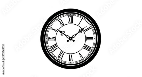 Vintage Roman Numeral Clock Face Timepiece.