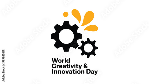 World Creativity and Innovation Day concept with gear and idea splash illustration modern minimal business innovation design clean layout